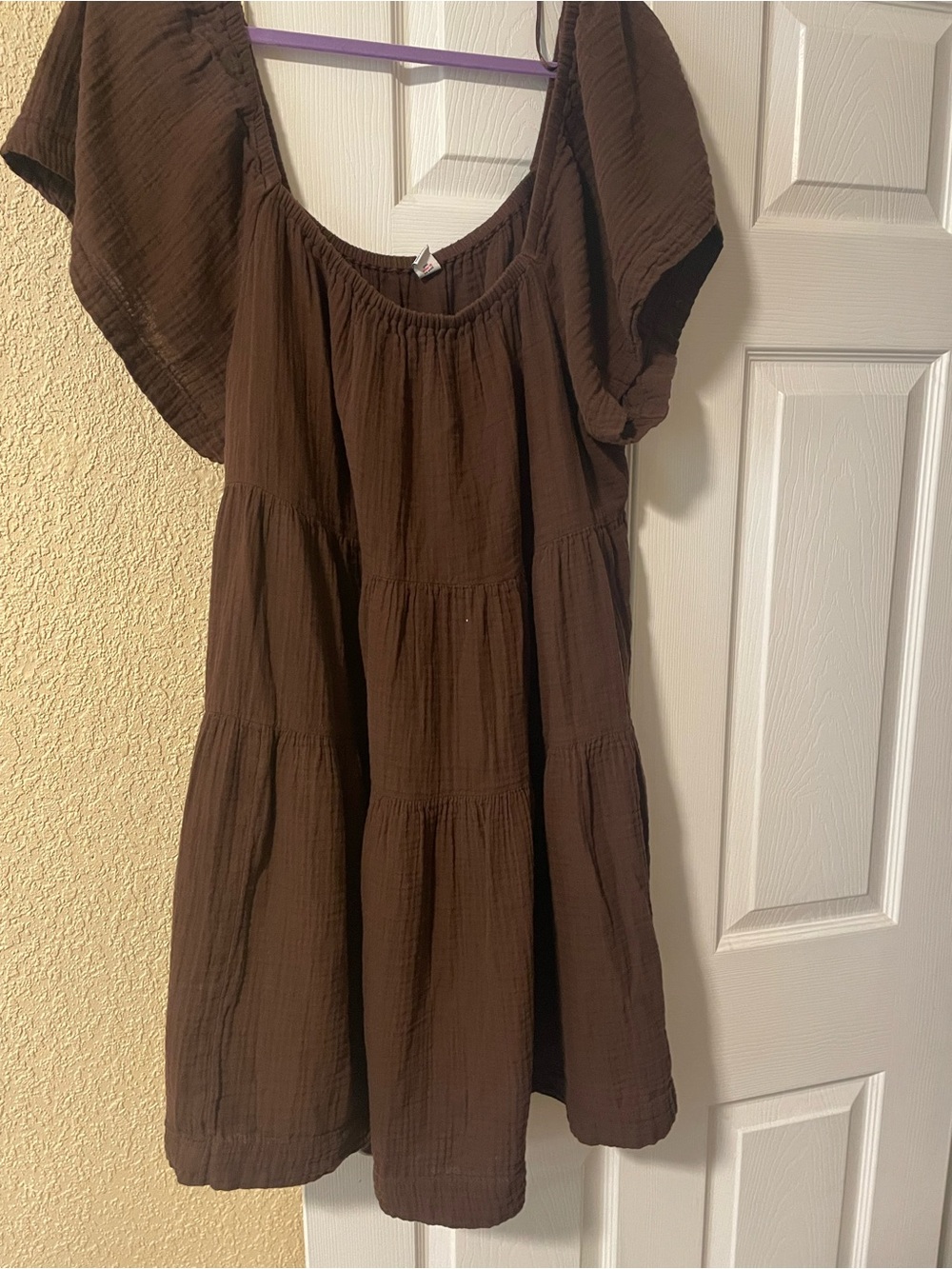 Brown Tiered Short Sleeve Women's Dress flowing dress sz 2x